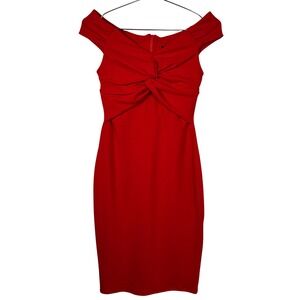 Red Off the Shoulder Twist Front Dress Wedding Guest Cocktail Party Size 6